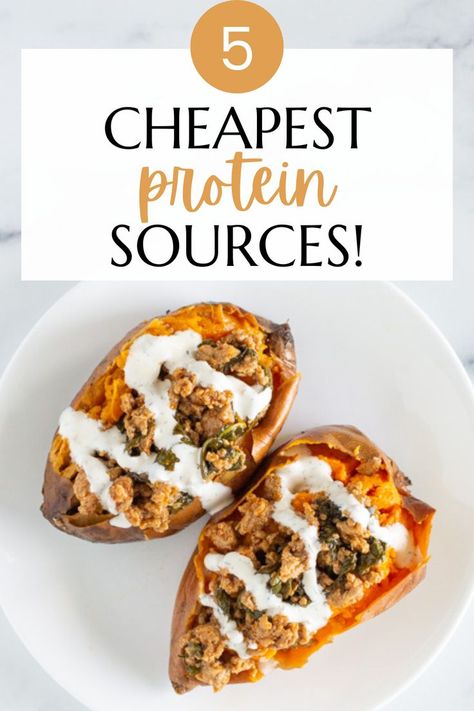 Are you wanting to eat a high-protein diet without breaking the bank on groceries? Get the 5 best cheap protein sources to buy right now. With recipes! Cheap Protein, Cheap Healthy Dinners, Easy Protein Meals, Easy High Protein Meals, Slow Cooker Dinner Recipes, High Protein Dinner, Protein Dinner, Grocery Savings, High Protein Meal Prep