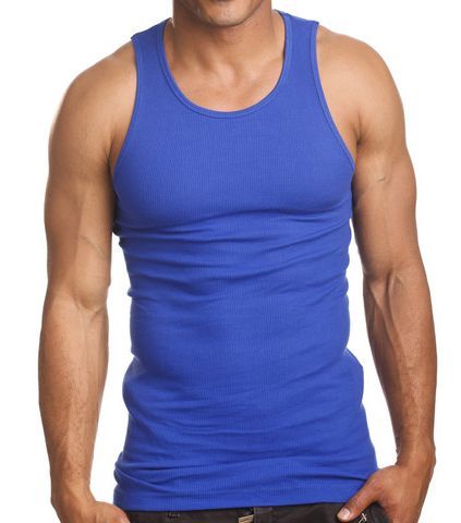 Wife Beaters, Undershirt Tank Top, Athletic Looks, Muscle Shirts, Navy And Brown, Vest Shirt, Blue Tank Top, Ribbed Tank Tops, Cotton Tank Top