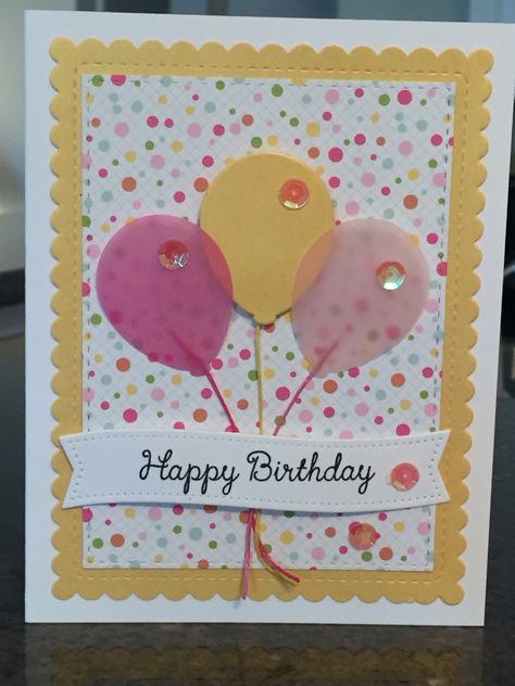 Balloon Birthday Cards Handmade, Stampin Up Girls Birthday Cards, Children’s Birthday Cards, Children Birthday Cards, Birthday Cards For Children, Flowers Paper Craft, Cricut Birthday Cards, Happy Birthday Cards Handmade, Happy Birthday Cards Diy