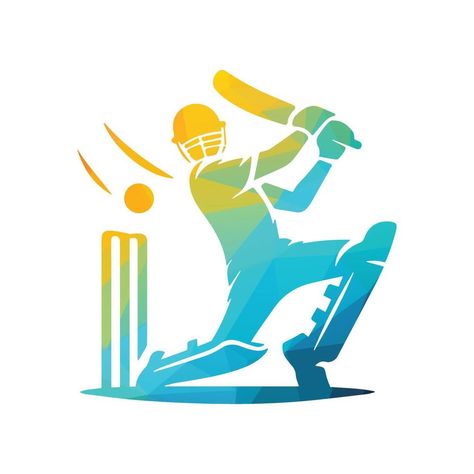 Cricket Player Logo Design Vector Illustration Cricket Vector Illustrations, Cricket Logos Design, Cricket Team Logo Design Ideas, Cricket Graphic Design, Cricket Logo Creative, Cricket Decor, Cricket Dp, Cricket Poster Design, Cricket Team Logo