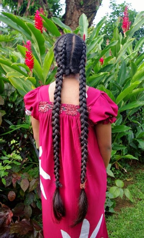 Braids & Hairstyles for Super Long Hair: Micronesian Girl~ Pocahontas Braids Pocahontas Braids, Hairstyles For Super Long Hair, Indian Hair Cuts, Twin Braids, Long Indian Hair, Long Hair Pictures, Super Long Hair, Long Black Hair, Hair Crush