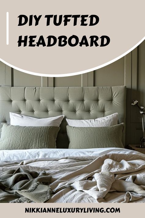 Looking to add a touch of luxury to your bedroom without breaking the bank? A DIY tufted headboard might be just what you need! This project is perfect for those who want to combine elegance with personal craftsmanship. Not only will it elevate the look of your bedroom, but it’s also a fun and rewarding DIY project. Whether you’re a seasoned DIY enthusiast or just starting out, we have the perfect guide to help you create a beautiful tufted headboard. Let’s dive in and start transforming your be How To Make A Tufted Headboard, Diy Headboard Slipcover, How To Upholster A Headboard, Luxurious Bedrooms On A Budget, Tufted Headboard Diy, Dyi Headboards, Tuffed Headboard, Headboard Makeover, Diy Tufted Headboard