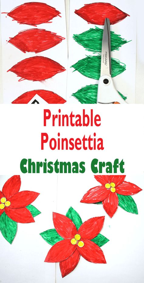 Printable Poinsettia Craft for Kids Template - A Crafty Life Pointsetta Craft Preschool, Poinsettia Preschool Craft, Poinsettia Flower Craft Kids, Christmas In China Crafts For Kids, Los Pasados Crafts For Kids, Poinsettia Craft For Kindergarten, Pointsetta Crafts For Kids, La Posada Crafts For Kids, Poinsettia Crafts For Kids Easy Diy