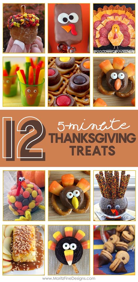 These are the perfect last minute Thanksgiving Treats & Desserts. They are quick and easy, even the kids can help make them for your Thanksgiving party or gathering. #thanksgivingdinner #thanksgivingrecipes #turkeysnacks #easythanksgivingrecipes Fun And Easy Thanksgiving Desserts, Thanksgiving Deserts Easy Kids, Easy Thanksgiving Treats To Make, Thanksgiving Sweet Treats For Kids, Kids Holiday Desserts, Thanksgiving Treats For Kids At School, Thanksgiving Finger Food Desserts, Turkey Treats For Kids To Make, Easy Thanksgiving Treats For Coworkers