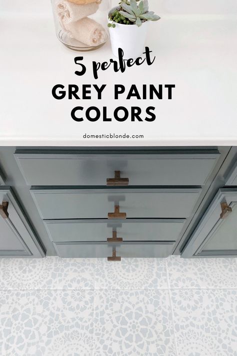 The best grey paint colors for your bathroom vanity that are absolutely gorgeous and will never go out of style. Gray Bathroom Vanity Paint Colors, Best Color To Paint Bathroom Vanity, Bathroom Vanity Colors 2022, Paint Colors For Bathroom Vanity, Best Bathroom Vanity Paint Colors, Gray Vanity Bathroom, Bathroom Vanity Paint Colors, Best Grey Paint Colors, Grey Vanity Bathroom