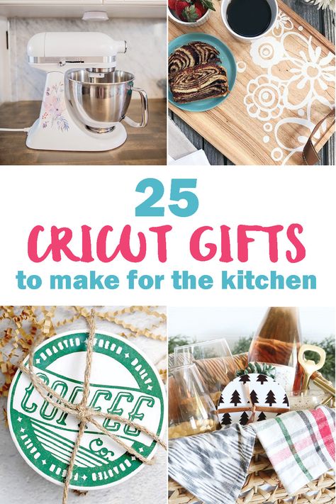 Kitchen gifts you can personalize with your Cricut. #ad #cricutcreated Diy Housewarming Gift Ideas Cricut, Housewarming Cricut Gifts, New Kitchen Gift Ideas, Cricut Hostess Gift Ideas, Cricut Housewarming Gift Ideas, Diy Kitchen Gift Ideas, Housewarming Gift Cricut, Cricut New Home Gift Ideas, Kitchen Cricut Ideas