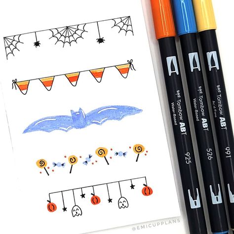 Halloween Dot Journal Ideas, Halloween Bujo Ideas, Halloween Bujo Theme, October Doodles Bullet Journal, Divider Doodles, Bullet Journal Halloween Theme, Halloween Dividers, Halloween Journal Ideas, Border Doodles