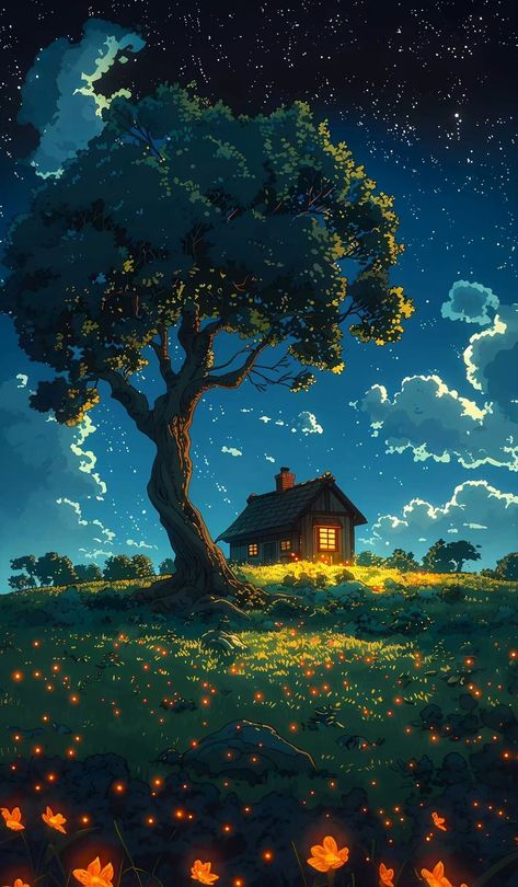 Dreamy Artwork, Night Scenery, Cool Wallpapers Art, Fantasy Art Landscapes, Digital Art Anime, Night Sky Photos, Pretty Wallpapers Backgrounds, Anime Scenery Wallpaper, Beautiful Nature Pictures