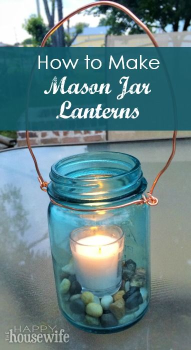 How to Make Mason Jar Lanterns at The Happy Housewife http://thehappyhousewife.com/home-management/how-to-make-mason-jar-lanterns/ Easy Mason Jar Crafts Diy, Easy Mason Jar Crafts, Mason Jar Lanterns, Mason Jar Projects, Happy Housewife, Jar Lanterns, Diy Jar Crafts, Mason Jar Crafts Diy, Mason Jar Lighting