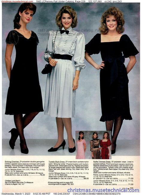 1983 JCPenney Fall Winter Catalog, Page 229 - Catalogs & Wishbooks 80s Inspired Fashion, 1980 Dress, Vintage Fashion 1980s, 1970s Fashion Women, 1980 Fashion, Vintage Catalog, Fashion 1980s, Fashion Decades, 1910s Fashion