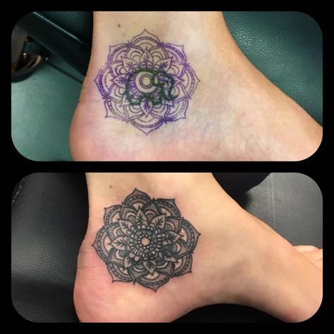 Mandala cover up by Paul #devilsown #devilsowntattoos #tattoo #leicester… Inside Ankle Tattoos, Ankle Tattoo Cover Up, Tattoo Ankle, Black Tattoo Cover Up, Ankle Tattoos For Women, Muster Tattoos, Skeleton Hand Tattoo, Tattoo Cover Up, Tattoo Cover