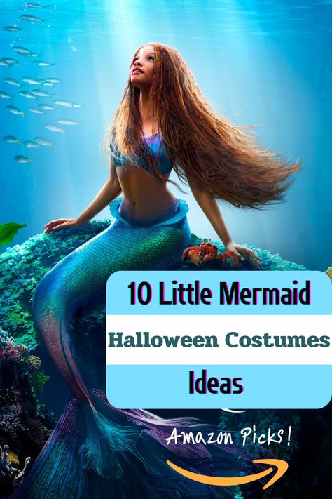 *Contain affiliate link Black Ariel Halloween Costume, Black Ariel Costume, Little Mermaid Diy Costume, Little Mermaid Adult Costume, Little Mermaid Costume Women, Diy Mermaid Costume For Women, Homemade Costumes Women, Ariel Costume Women, Mermaid Costume For Women