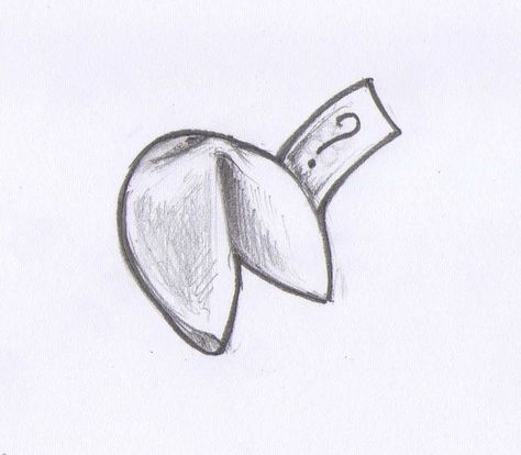 How To Draw Fortune Cookie, Inktober 2023 Fortune, Fortune Cookie Sketch, Fortune Drawing Inktober, Fortune Drawing Ideas, Fortune Cookie Painting, Fortune Sketch, Fortune Inktober, Fortune Cookie Drawing