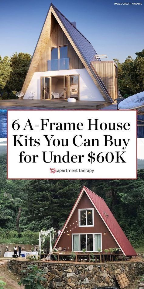 A Frame House Kits, Tiny House Kits, A Frame Cabin Plans, House Kits, A Frame Cabins, A Frame House Plans, Cabin Kits, Frame House, A Frame Cabin