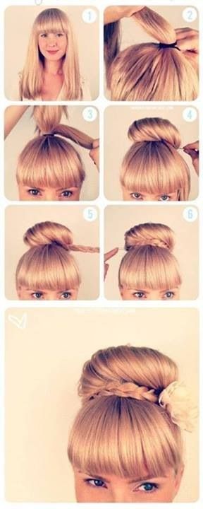 Tinkerbell Bangs Hairstyle, A Messy Bun, Side Hairstyles, Fast Hairstyles, Easy Hairstyle, Hairstyle Tutorial, Peinados Faciles, Hair Dos, Messy Bun