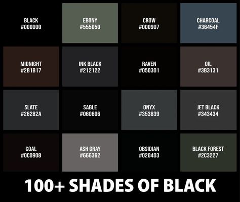 Dark Hex Codes, Shades Of Black Color Palette, Dark Academia Color Palette Hex Codes, Hsl Codes, Dark Academia Color Palette, Dark Academia Color, Rgb Color Codes, Different Shades Of Black, Logo Design Mockup