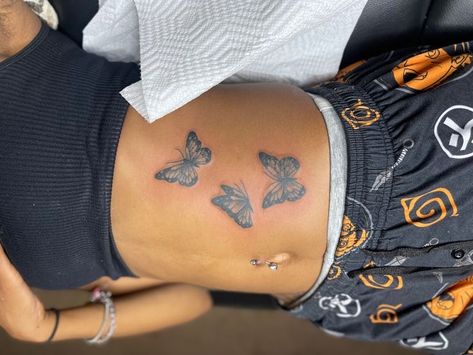 Butterfly Tattoo Stomach, Ribs Tattoo For Women, Butterfly Tattoo On Stomach, Small Dope Tattoos, Tattoo Homme, Dark Skin Tattoo, Meaningful Wrist Tattoos, Stomach Tattoos Women, Girl Neck Tattoos