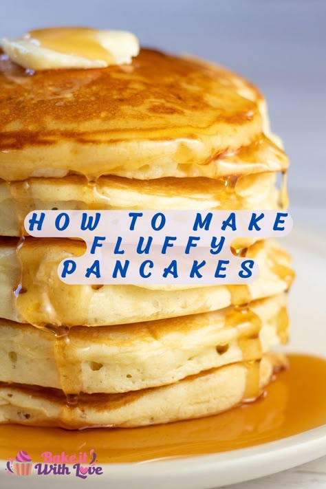 A tall stack of fluffy, golden pancakes on white plate with butter and syrup. Extra Fluffy Pancakes, Puffy Pancakes, Fluffiest Pancakes, Bisquick Pancakes, Light And Fluffy Pancakes, Easy Pancake, Flapjack Recipe, Fluffy Pancake Recipe, Pancake Calories