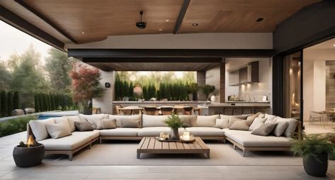 10 Attached Covered Patio Ideas That Wow - Start Your Transformation! Large Outdoor Living Space, Texas Outdoor Living Space, Modern Covered Patio Ideas, Attached Covered Patio, Attached Covered Patio Ideas, Covered Patios Attached To House, Outdoor Covered Patio Ideas, Luxury Outdoor Living Space, Covered Patio Ideas