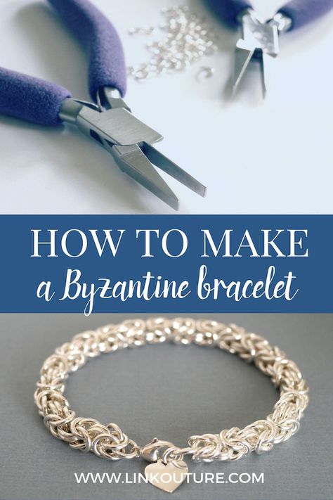 Chainmaille Bracelet Tutorial, Diy Charms Jewelry, Chainmaille Tutorial Free, Chainmaille Jewelry Patterns, Byzantine Bracelet, Chainmaille Tutorial, Making Jewelry For Beginners, Diy Jewelry Making Tutorials, Chainmail Bracelet