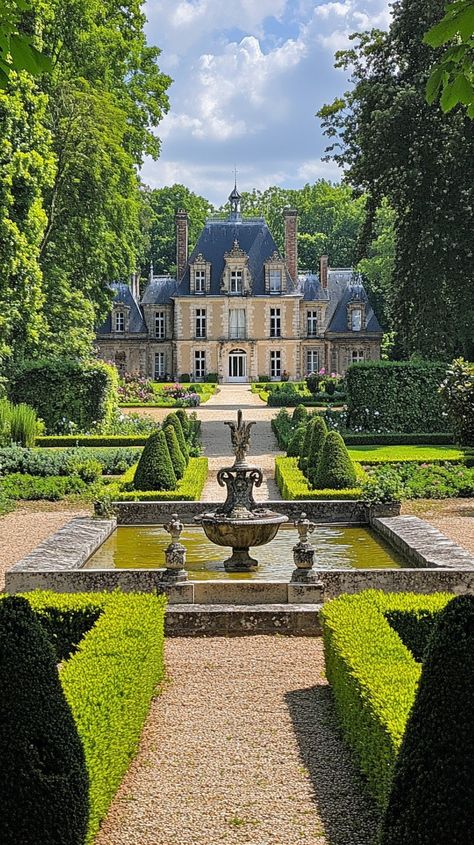 Download 'Elegant Historical Estate' - Lush greenery surrounds an ornate fountain leading up to a beautiful historical estate with manicured gardens. - Get this free stock photo and more high-quality images on StockCake. No attribution required. New England Estate, Manor House Exterior, French Chateau Garden, English House Design, British Estate, Veranda Estate Homes, Mansion Garden, English Country Estate, English Estates