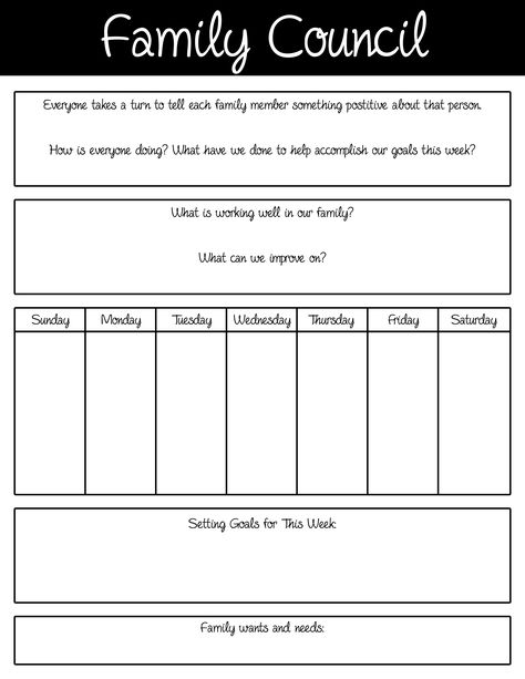 Family Council Meeting Adgena Free Printable Family Therapy Worksheets, Family Council, Family Therapy Activities, Family Meetings, Fhe Lessons, Meeting Agenda Template, Family Meeting, Family Counseling, Quotes Family