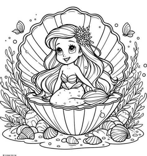 Ariel Color, Ariel Coloring Pages, Ocean Coloring Pages, Wrist Tattoo Ideas, Disney Princess Colors, Disney Princess Coloring Pages, Disney 2024, Kawaii Disney, Mermaid Coloring Pages