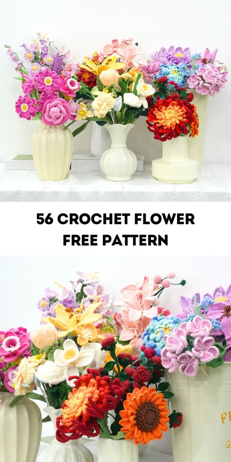 Crocheted Flower Free Pattern, Crochet Flower Patterns Bouquet, Calla Lily Crochet Pattern, Crochet Bluebonnet Free Pattern, Crochet Flower Bouquet Fall, Crochet Birth Month Flowers, Crochet Dahlia Flower Free Pattern, Spring Flowers Crochet, Crochet Flowers Amigurumi