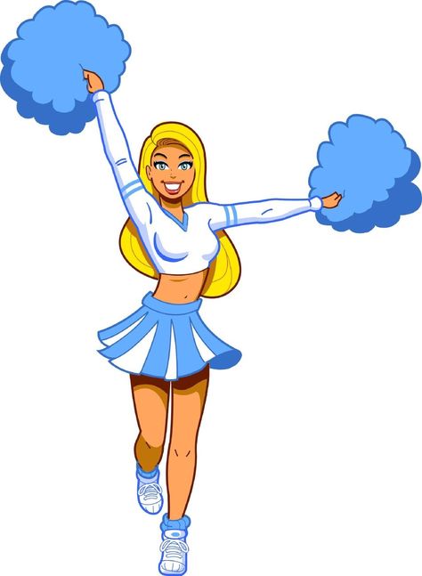 Cartoon Cheerleader, Cheerleader Clipart, Window Illustration, Girl With Green Eyes, Pretty Blonde, Cheerleading Pictures, Cute Cheerleaders, Royalty Free Clipart, Free Clipart Images