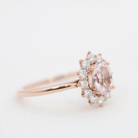 Penelope / Olive Avenue Jewelry Morganite Engagement Ring Oval, Olive Avenue Jewelry, Silver Diamond Jewelry, Engagement Ring Oval, Ring Holder Wedding, Morganite Diamond, Diamond Halo Engagement Ring, Morganite Engagement, Jewelry Wedding Rings