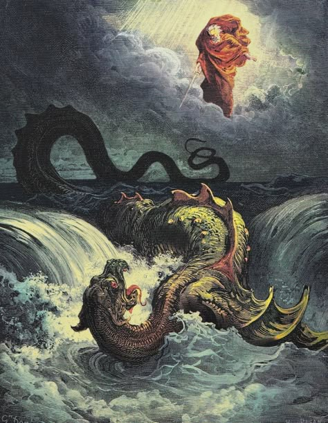 World Mythology, Gustave Dore, Biblical Art, Realism Art, Sea Monsters, Naive Art, Classical Art, Bible Art, Religious Art