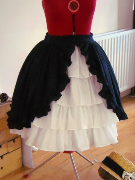 Making a Dress - Bird Parade Lolita Overskirt and Underskirt. | Kitty Kanzashi Under Skirt Pattern, Making A Dress, Dress Bird, Tsumami Kanzashi, Ruffle Apron, Upcycle Sewing, Steampunk Diy, Cosplay Characters, Diy Sewing Clothes