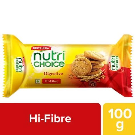 Buy Britannia Nutri Choice Hi Fibre Digestive Biscuits 100 Gm Pouch Online At Best Price - bigbasket Digestive Cookies, Biscuit Packaging, Snack Brands, Grocery Supermarket, Retail Concepts, Digestive Biscuits, Fiber Rich, Biscuit Cookies, High Fiber