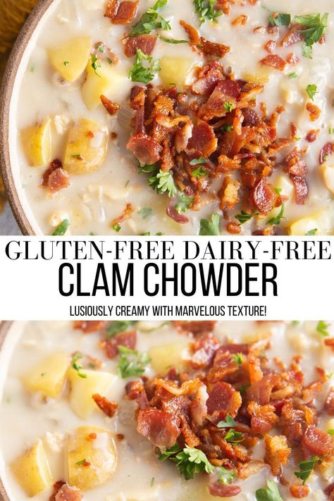 Coconut Clam Chowder, Whole 30 Clam Chowder Recipe, Dairy Free Fish Chowder, Whole 30 Clam Chowder, Aip Clam Chowder, Light Clam Chowder Recipe, Dairy Free Salmon Chowder, Clam Chowder Dairy Free, Dairy Free Chowder Recipes