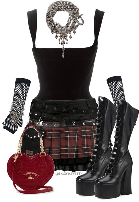 Mode Grunge, Grunge Goth, 2000s Fashion Outfits, Alt Fashion, Swaggy Outfits, Outfit Maker, Goth Outfits, Outfit Shoplook, Kpop Fashion Outfits