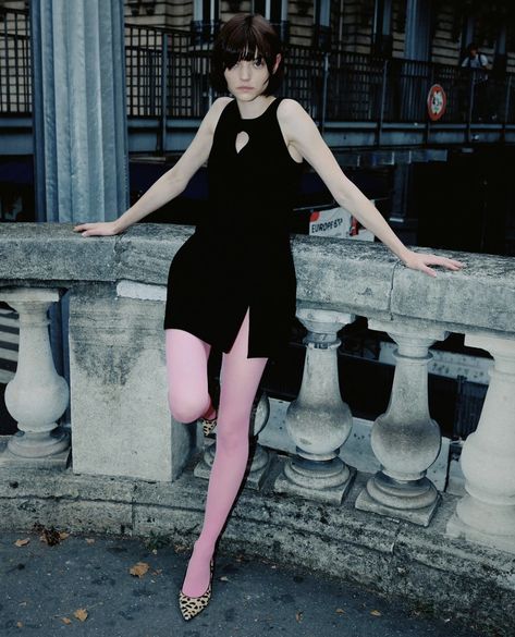 Pink Tights Outfit, Heels Black Dress, Colourful Tights, Animal Print Heels, Pink Tights, Colored Tights, Dress Autumn, Fashion Tights, Tights Outfit