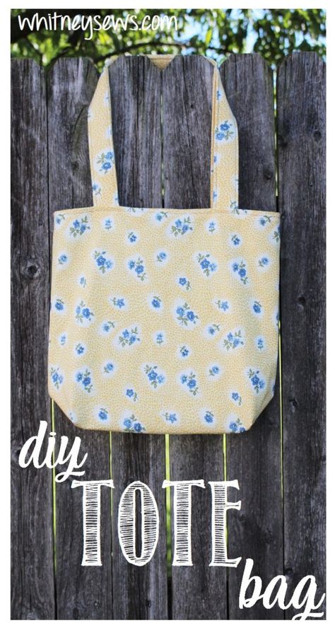 EASY Lined Tote Bag - Whitney Sews Cotton Tote Bags Design, Simple Tote Bag Pattern Free, Simple Tote Bag Design, Easy Tote Bag Pattern Free, Diy Tote Bag Tutorial, Tote Bag Pattern Free, Bags Sewing, Diy Tote, Tote Bag Tutorial