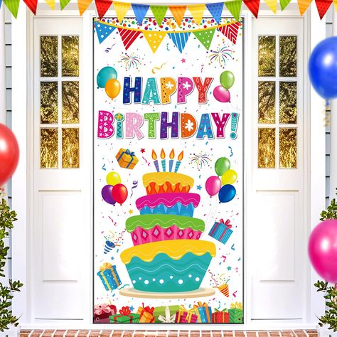 PRICES MAY VARY. 【Large Birthday Door Cover】Large colorful birthday party decoration door banner cover measures 72.8 x 35.4 inches/ 185 x 90 cm in size.Happy Birthday backdrop design,decorate your birthday party and become a shooting background, filled with active and pleasant atmosphere,adding more highlights to your birthday party 【Exquisite Design】Our Colorful birthday banner cover for kids is designed with colorful words and filled with celebration atmosphere background,such as balloons, gif Birthday Door Decorations, Colorful Birthday Party Decorations, Birthday Backdrop Design, Rainbow Happy Birthday, Birthday Door, Colorful Birthday Party, Colorful Birthday, Door Cover, Backdrop Design