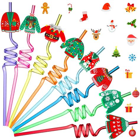 PRICES MAY VARY. What You Will Get: our ugly sweater straws have 8 styles and 8 colors (pink, green, red, purple, yellow, dark blue, orange, blue), 3 pieces for each style and color, 24 pieces in total; Sufficient quantity will be enough for a party decoration and use; These cute straws could add happy atmosphere to your Christmas party and bring you much fun Interesting Design: these ugly sweater straws contain different the classic Christmas elements, full of innocence with bright colors and c Christmas Party Themes For Adults, Tacky Sweater Christmas Party, Sweater Decorations, Adults Christmas Party, Ugly Sweater Cookie, Christmas Party Activities, Tacky Sweater, Straw Decorations, Adult Christmas Party