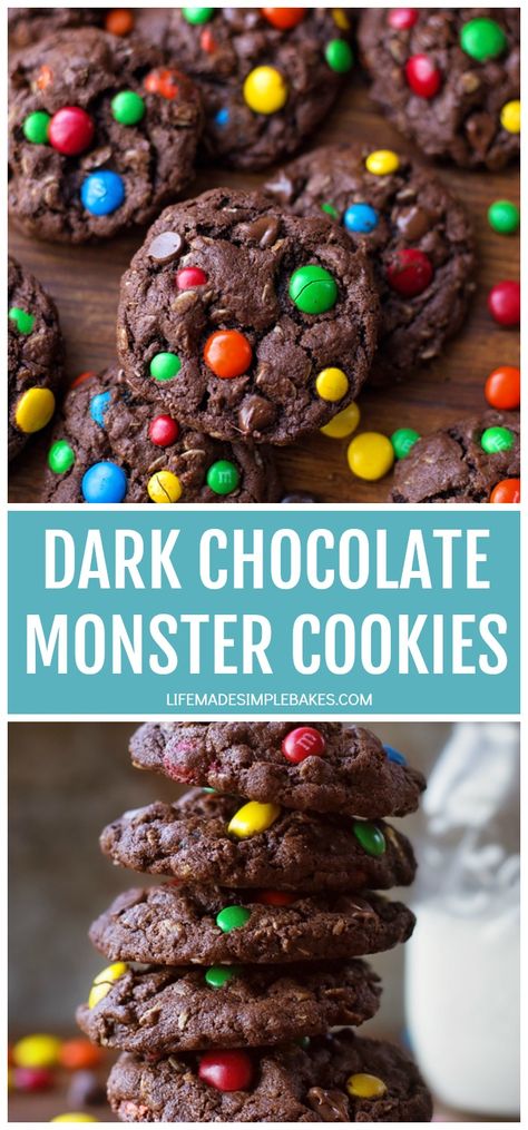 Chocolate Peanut Butter Oats, Fresh Desserts, Oats Chocolate, Monster Cookies Recipe, Life Made Simple, Peanut Butter Oats, Dark Chocolate Cookies, Cookie Recipes Homemade, Chocolate Dreams