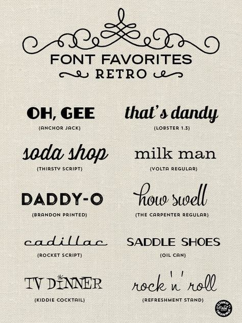 Retro fonts for graphic design, web design, blogging, paper crafts, DIY projects and more! // From Elegance and Enchantment Beach Fonts, Typeface Poster, Alfabet Font, Design Alphabet, Youtube Ideas, Fun Fonts, Sock Hop, Retro Beach, Retro 11