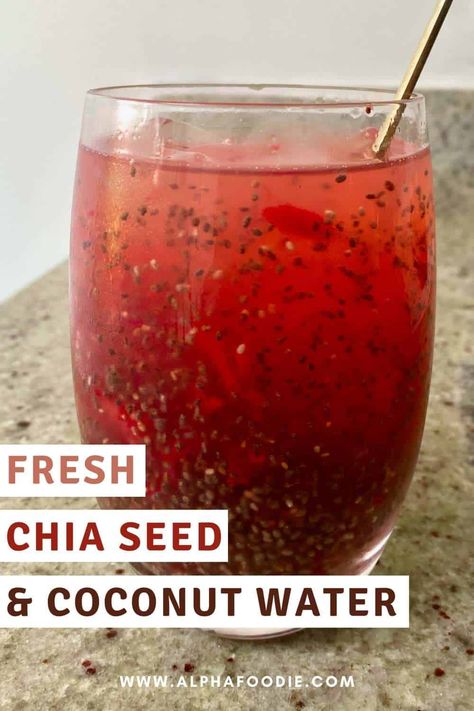 This chia Fresca combines coconut water, chia seeds, lemon juice, and a special bonus of fresh fruit for a hydrating chia seed drink packed with protein, nutrients. A natural "energy drink"! Whip up a large batch in the morning and sip on it for a nourishing coconut water drink throughout the day! Coconut Water Drink, Chia Fresca, Coconut Water Drinks, Chia Seed Drinks, Chia Seed Water, Natural Energy Drinks, Healthy Nutrition Plan, Chia Seed Recipes, Healthy Food Facts