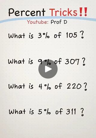 385K views · 12K reactions | Very Useful Percentage Tricks - SUPER FAST AND EASY! | Very Useful Percentage Tricks - SUPER FAST AND EASY! | By Prof D | Facebook Percentages Math Trick, Percentage Tricks, Simplifying Rational Expressions, Percentages Math, Mobile Code, Teaching Math Strategies, Cool Math Tricks, Math Genius, Math Tutorials