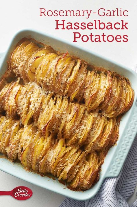 Sliced Potatoes Recipes, Hasselback Potato Recipes, Hasselback Potatoes, Rosemary Garlic, Mandolin Slicer, Potato Sides, Potato Side Dishes, Easy Dishes, Potato Dishes