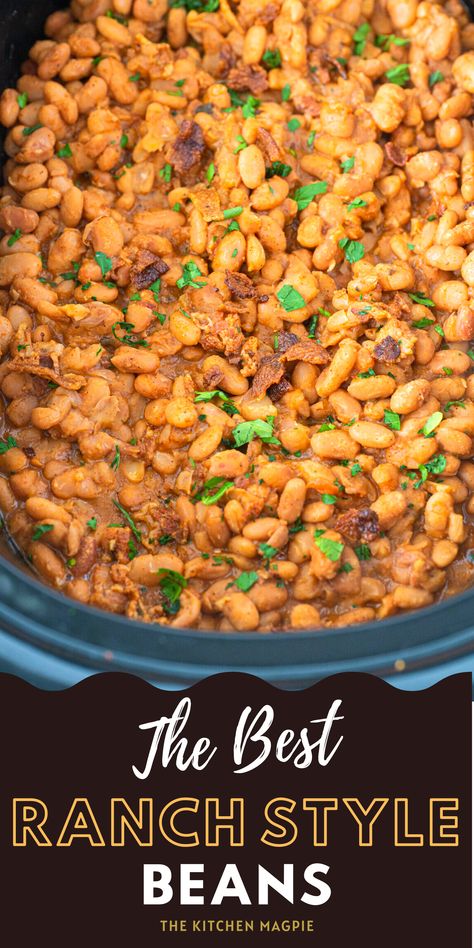 Ranch Beans Recipe, Ranch Style Beans Recipe, Ranch Beans, Ranch Style Beans, Beans Recipe Crockpot, Dry Beans Recipe, Bbq Side Dish, Beans In Crockpot, Big Family Meals