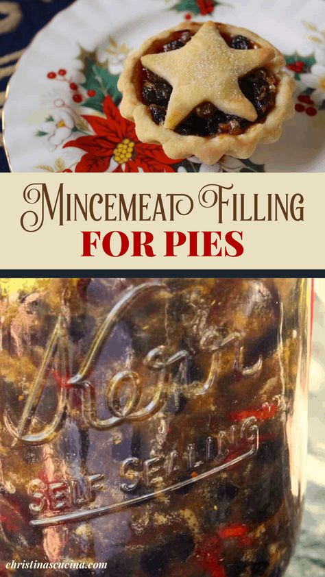 This mincemeat filling for pies is a fabulous make ahead traditional British concoction. Use it for so many desserts which are great as gifts, too. Pies For Christmas, Mincemeat Pie Filling, Mincemeat Cookies, Mincemeat Pie, Great British Food, Xmas Desserts, Minced Meat Recipe, Christmas Pie, British Dishes