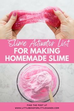 What kid doesn't love making slime?! Get our list for the best activators for making homemade slime. Find out what you can use to activate slime with this BEST slime activator list to get you started. Making slime is a great boredom buster for the summer! Make Slime, Borax Slime Recipe, Glitter Slime Recipe, Basic Slime Recipe, Stretchy Slime, Edible Slime Recipe, Slime Activator, Cool Slime Recipes, Homemade Slime Recipe