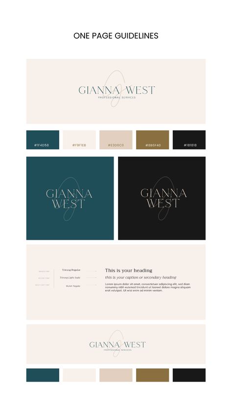 Designed for those who want a touch of glam and elegance with a casual flair. The serif typeface and interplay of these elements combined with a flow-y monogram delivers a touch of sophistication. The balanced colour palette creates a luxurious yet casual feeling.  Ideal for  Realtors, Mortgage Brokers, Lifestyle Blogger, Executive Coaches and Consultants, Personal Brands using your own name, Event Planners, Luxury Travel Agent, or Anyone looking for a touch of glam and sophistication