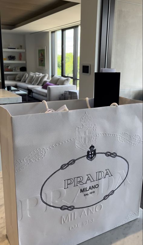 #prada #luxury #lifestyle #shopping #looks #aesthetic #designer Designer Shopping Bags Aesthetic, Prada Packaging, Luxury Lifestyle Shopping, Prada Shopping Bag, Prada Bag Aesthetic, Pink Prada Bag, Looks Aesthetic, Prada Aesthetic, Aesthetic Designer