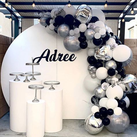 134pcs Silver 4D Balloons Garland Arch Gray White Black Ballon Wedding Birthday Baloon Birthday Party Decor Kids Baby Shower|Ballons & Accessories| - AliExpress Black And White Party Decorations, Black And White Balloons, Silver Party Decorations, White Party Decorations, Silver Balloon, Birthday Party Theme Decorations, Garland Arch, Silver Party, Birthday Balloon Decorations